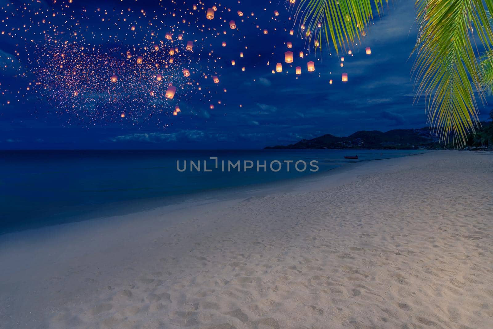 Released Lanterns on beach by toa55