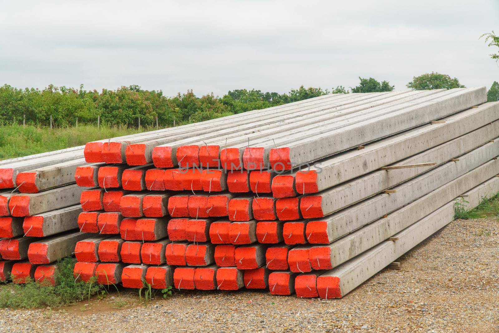 Stack of electrical concrete poles