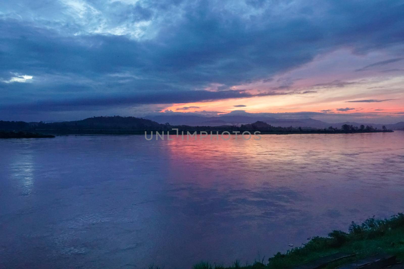 Mekong river and Thai-Laos border at Chiang Saen district , Thailand   by toa55