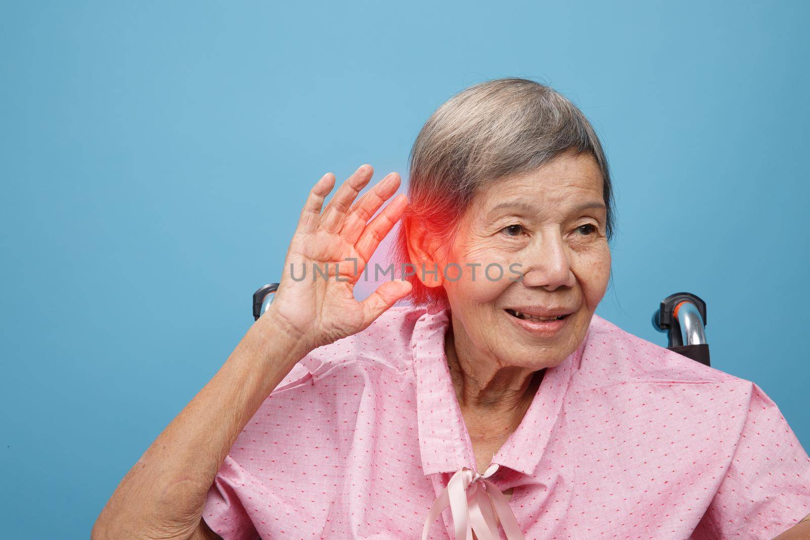 Senior adult woman hearing loss , Hard of hearing by toa55