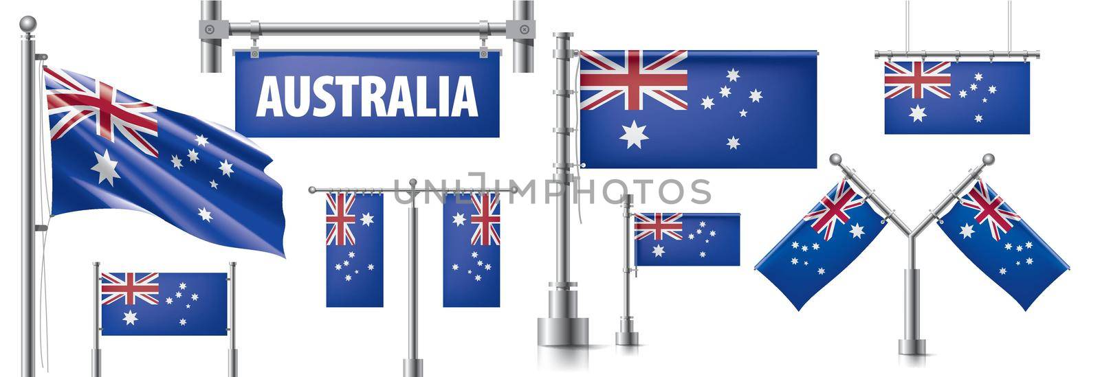 Vector set of the national flag of Australia in various creative designs by butenkow