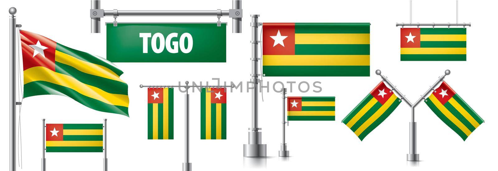 Vector set of the national flag of Togo in various creative designs by butenkow