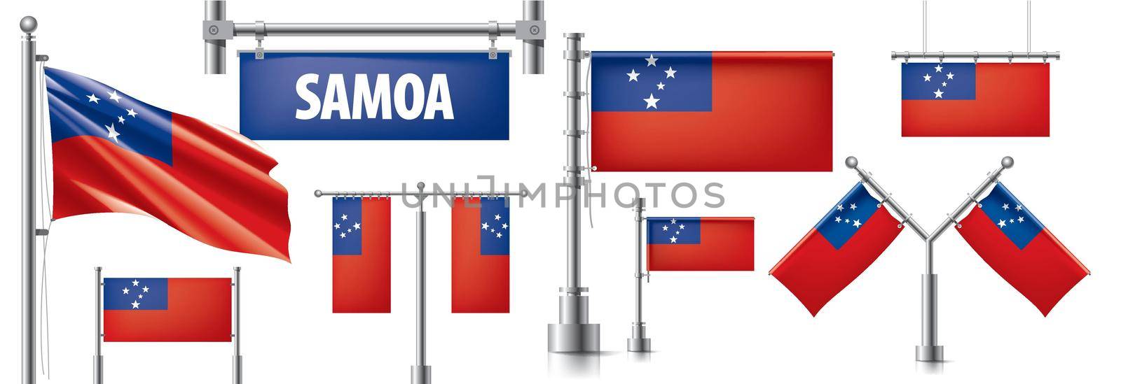 Vector set of the national flag of Samoa in various creative designs by butenkow