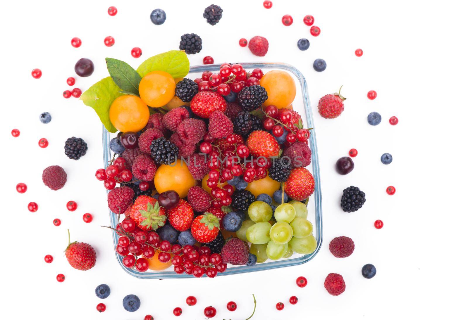 berry mix isolated on a white background.