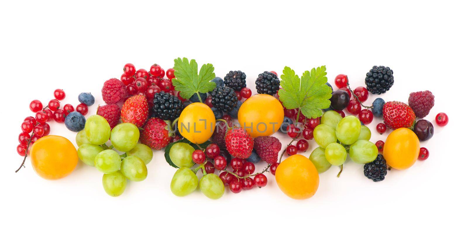 berry mix isolated on a white background.