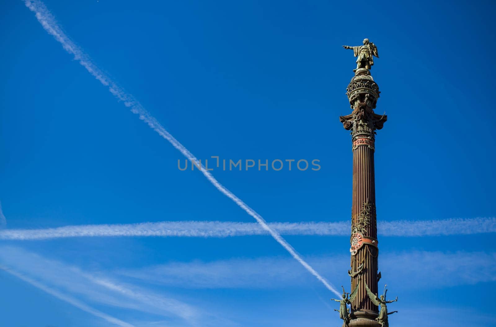 blue sky with many clouds lines made of aircraft by aprilphoto