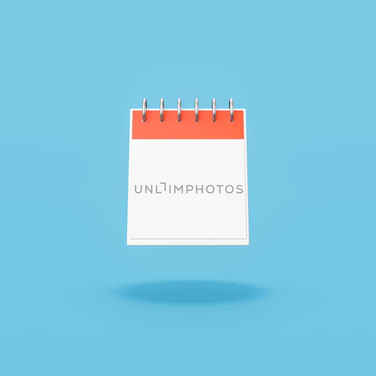 Orange and White Single Day Calendar with Blank Date on Flat Blue Background with Shadow 3D Illustration