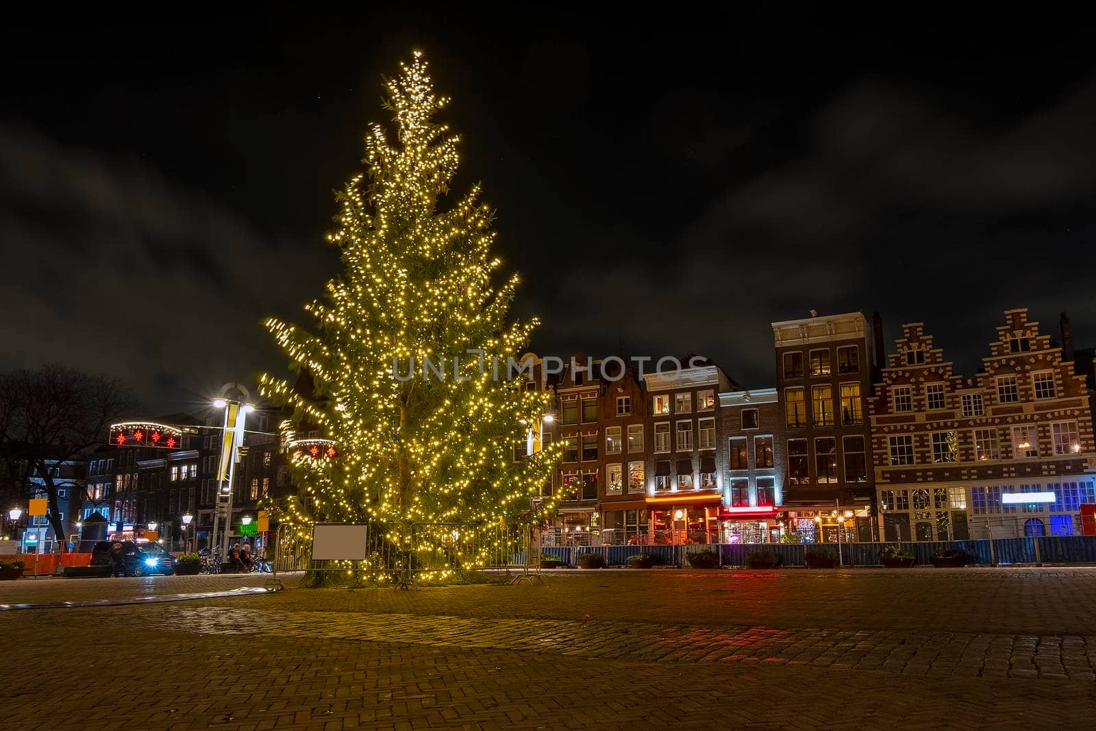 Nieuwmarkt in Christmas time in Amsterdam the Netherlands at night by devy