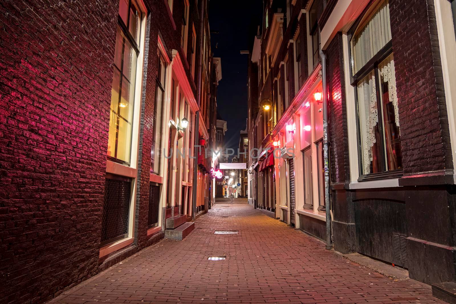 Red light district in Amsterdam the Netherlands by night