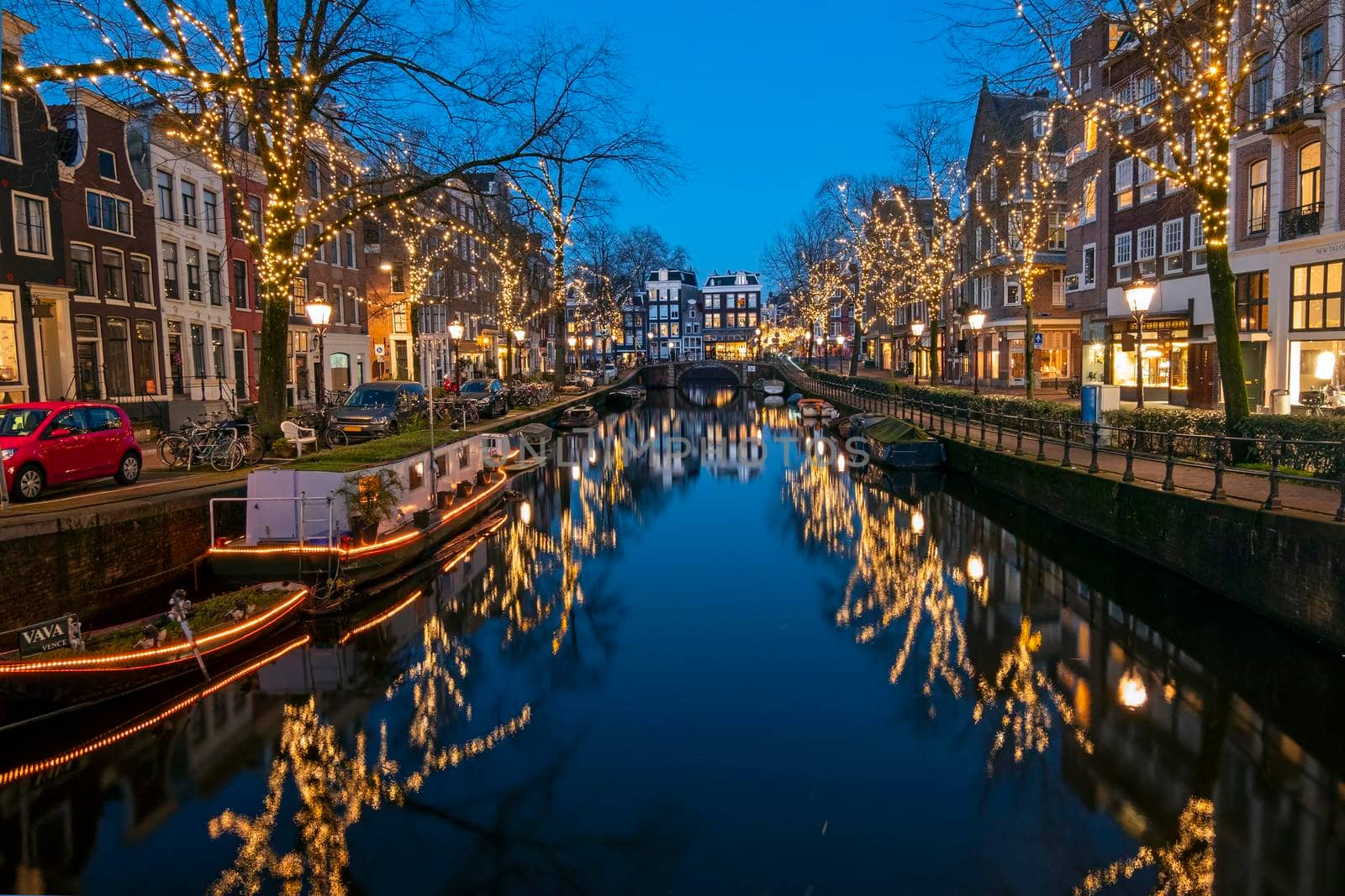 Christmas in Amsterdam the Netherlands at sunset