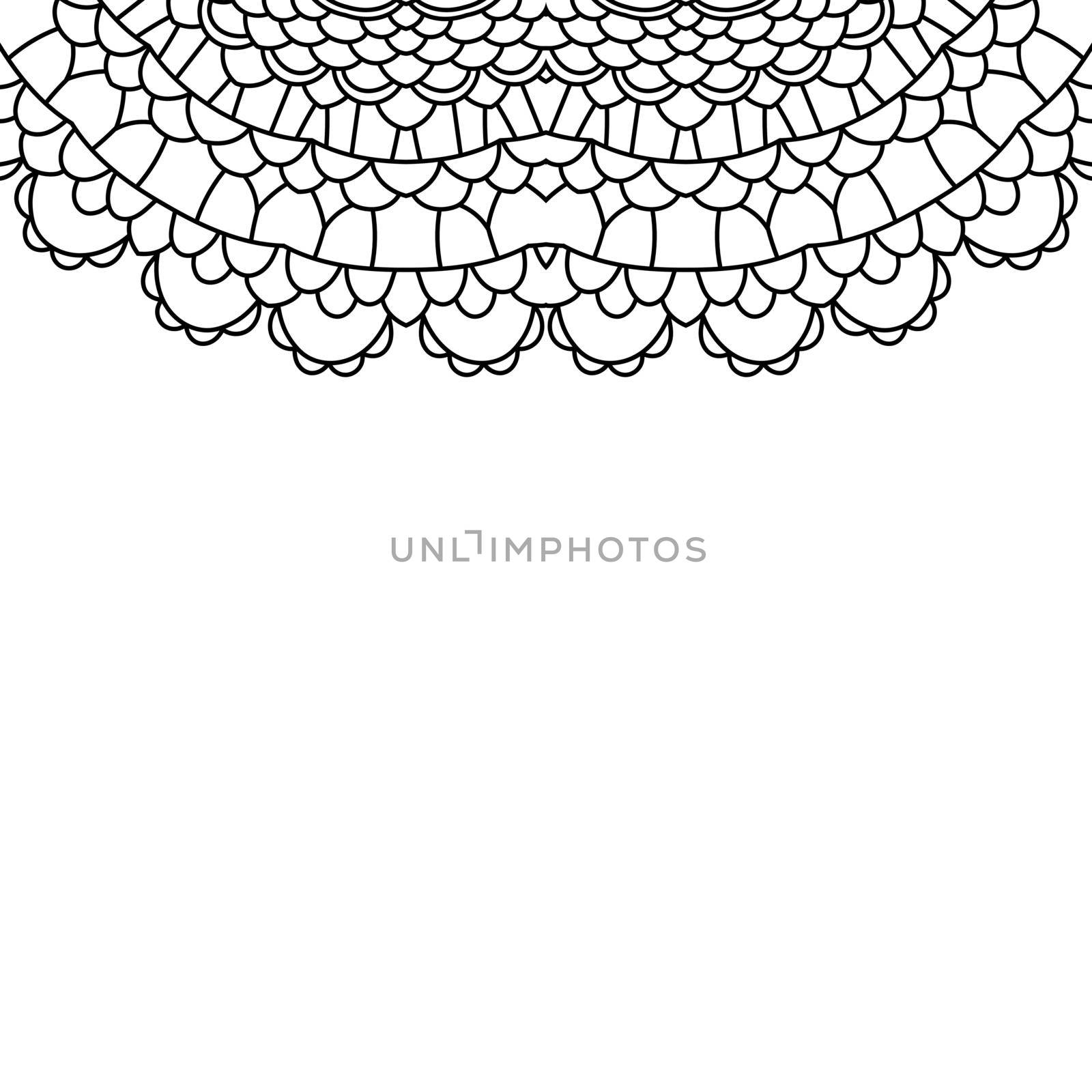 Mandala. Round Ornament Pattern. Vintage black and white decorative elements. Hand drawn background. Islam, Arabic, Indian, ottoman motifs. Isolated on white background. by allaku