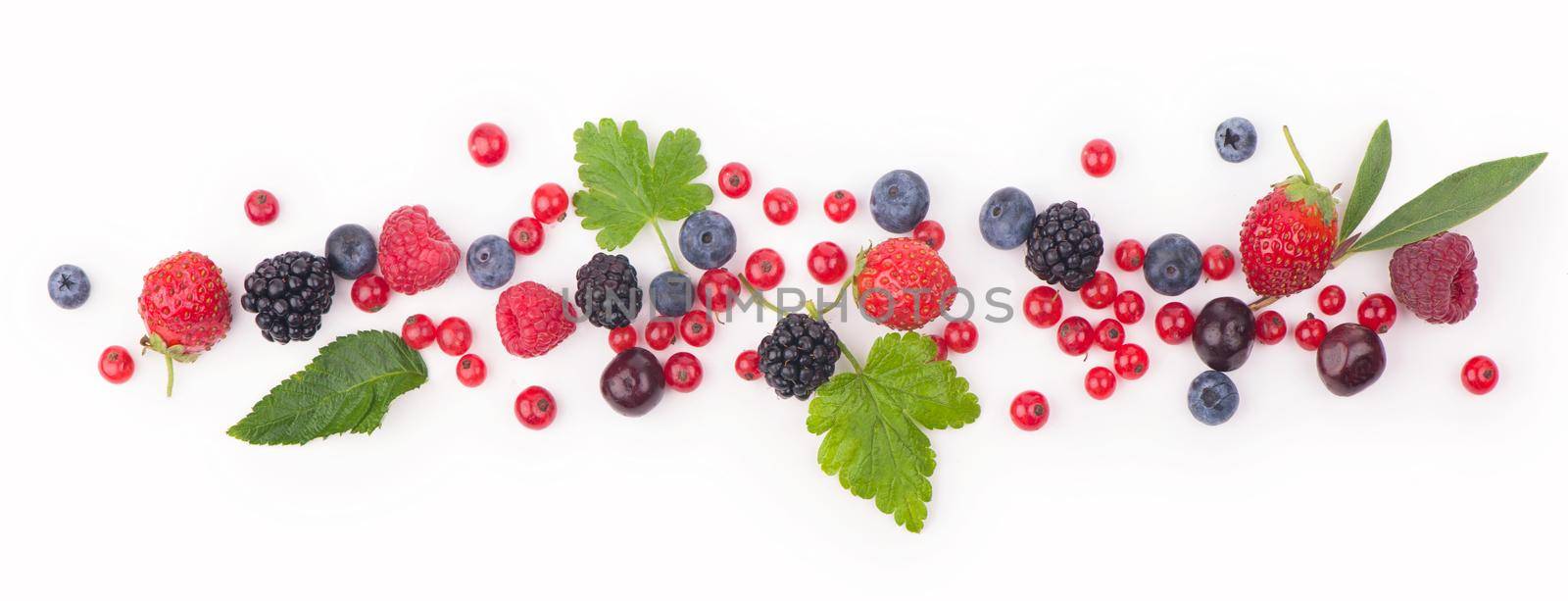 berry mix isolated on a white background.