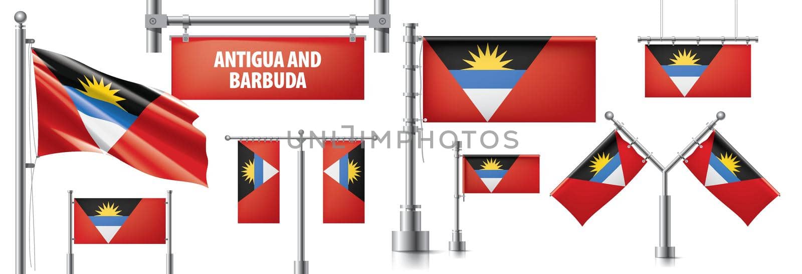 Vector set of the national flag of Antigua and Barbuda by butenkow