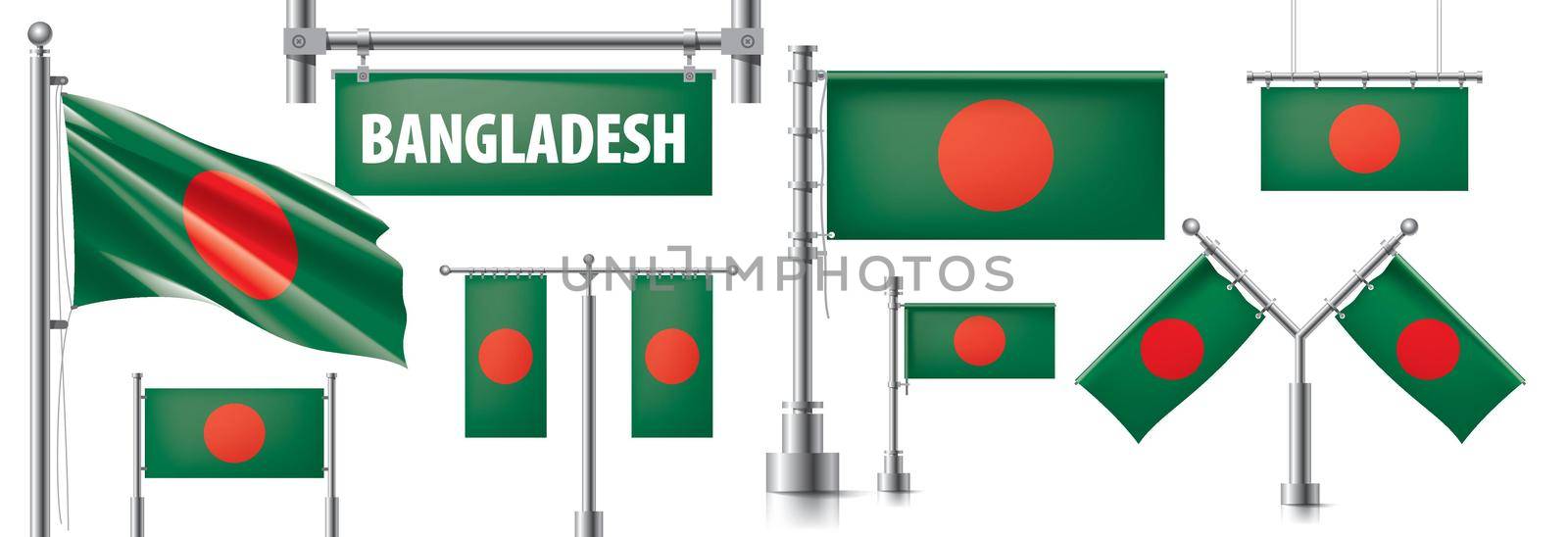 Vector set of the national flag of Bangladesh in various creative designs.