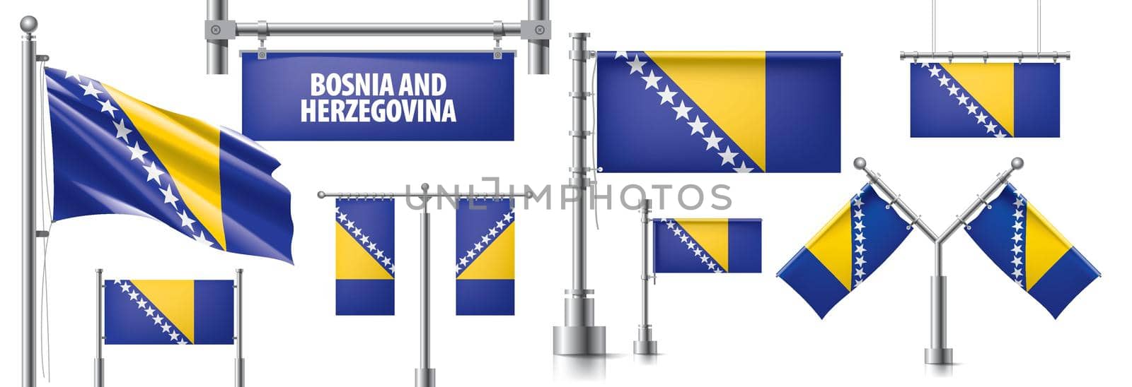 Vector set of the national flag of Bosnia and Herzegovina by butenkow