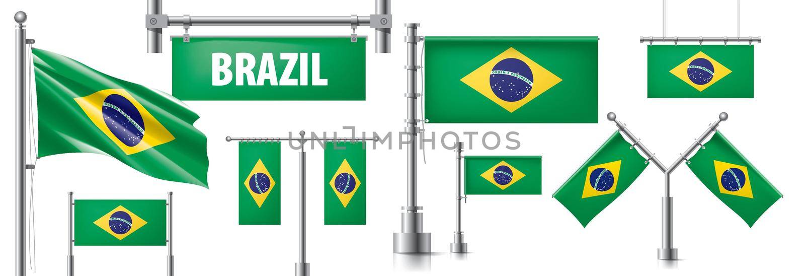 Vector set of the national flag of Brazil in various creative designs by butenkow