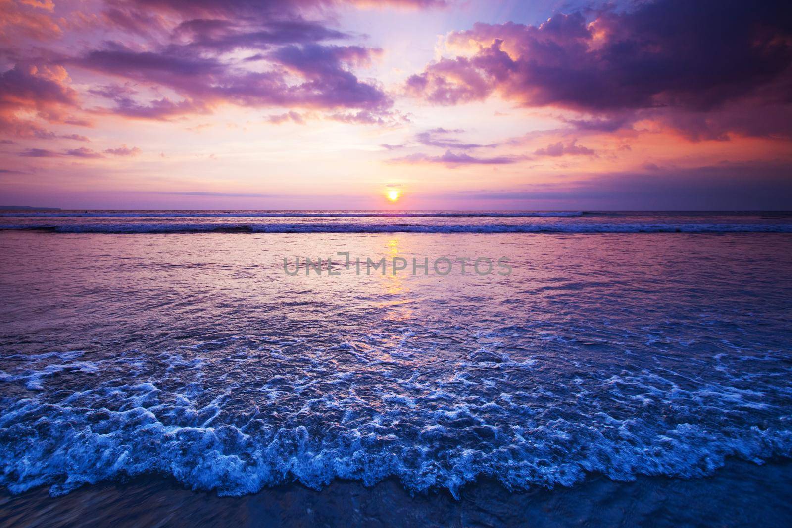 Sunset over sea on Bali, Seminyak, Double six beach