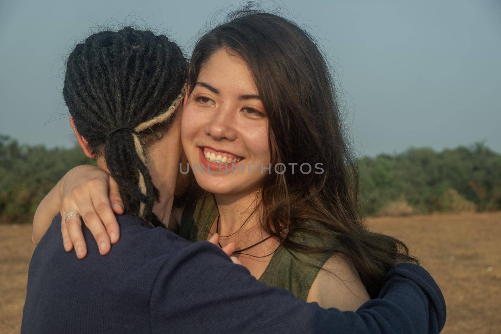 Young Couple Embrace Each Other Lovingly at the Beaches of Northern Goa, India