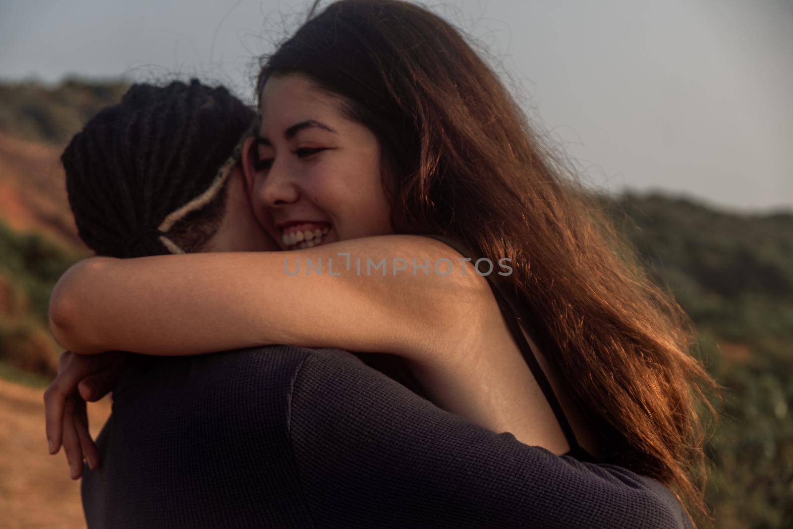 Young Couple Embrace Each Other Lovingly at the Beaches of Northern Goa, India