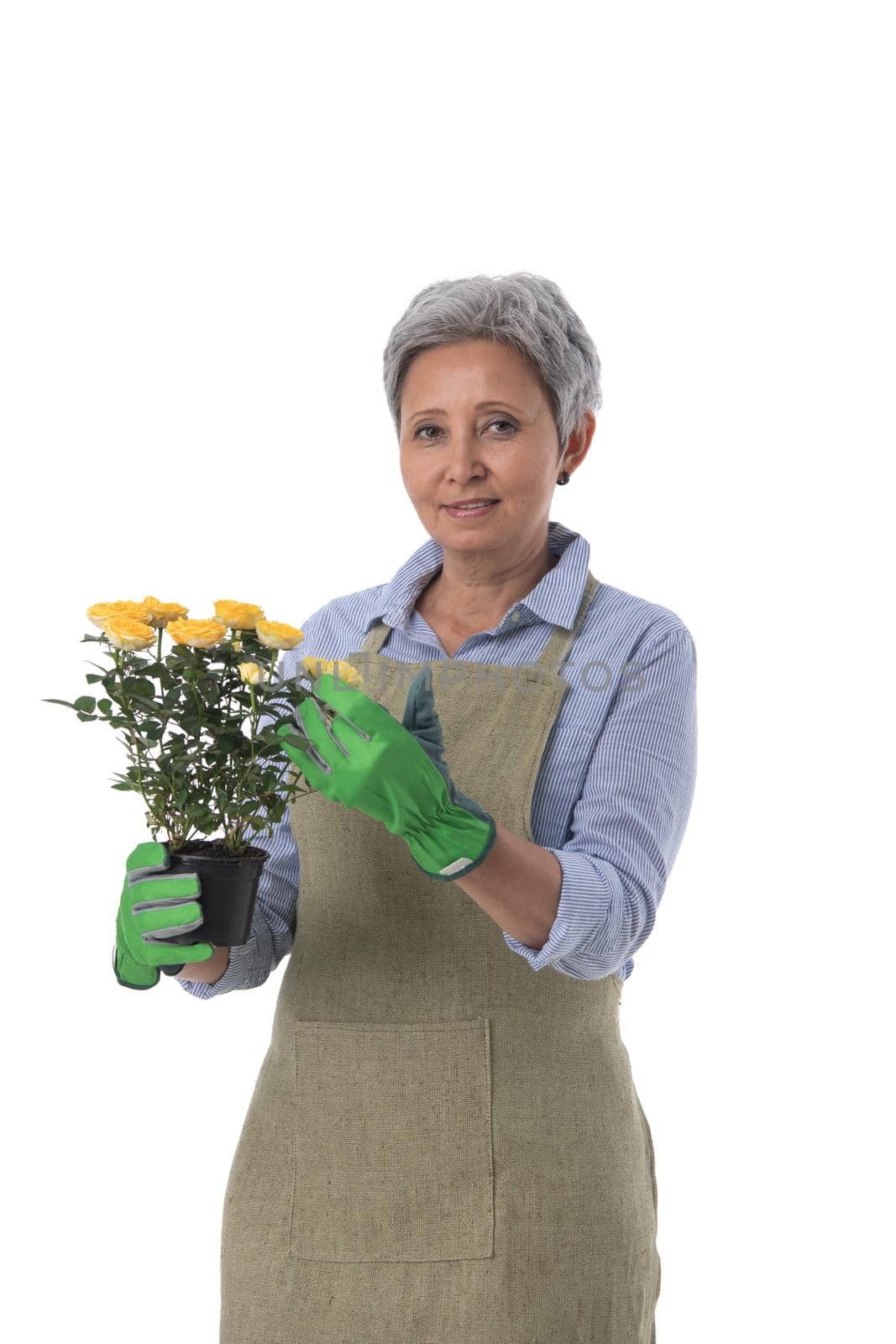 Gardener woman isolated on white by ALotOfPeople