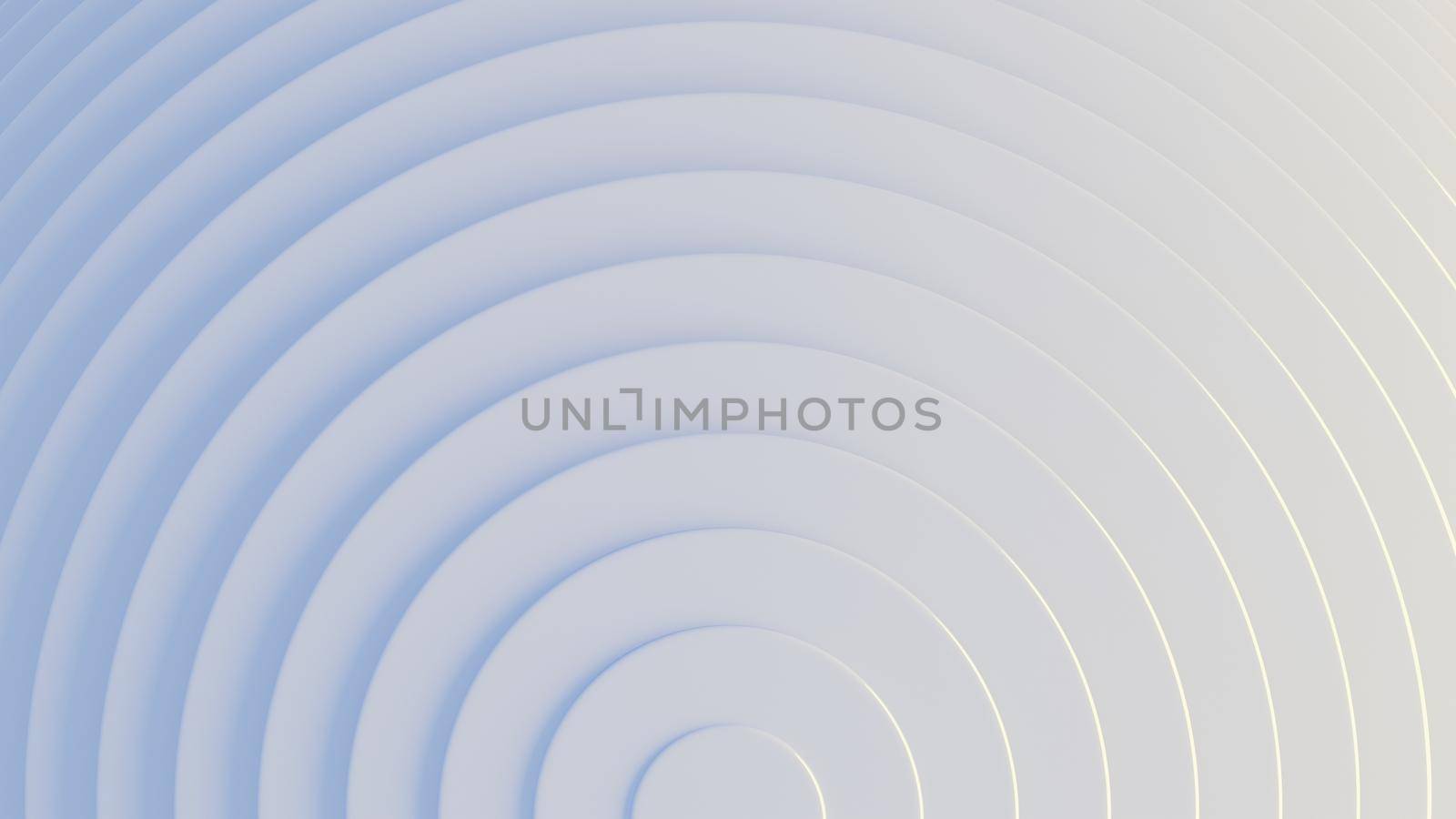 Concentric circles pattern on white and light blue. Clean, unobtrusive abstract background. Digital render.