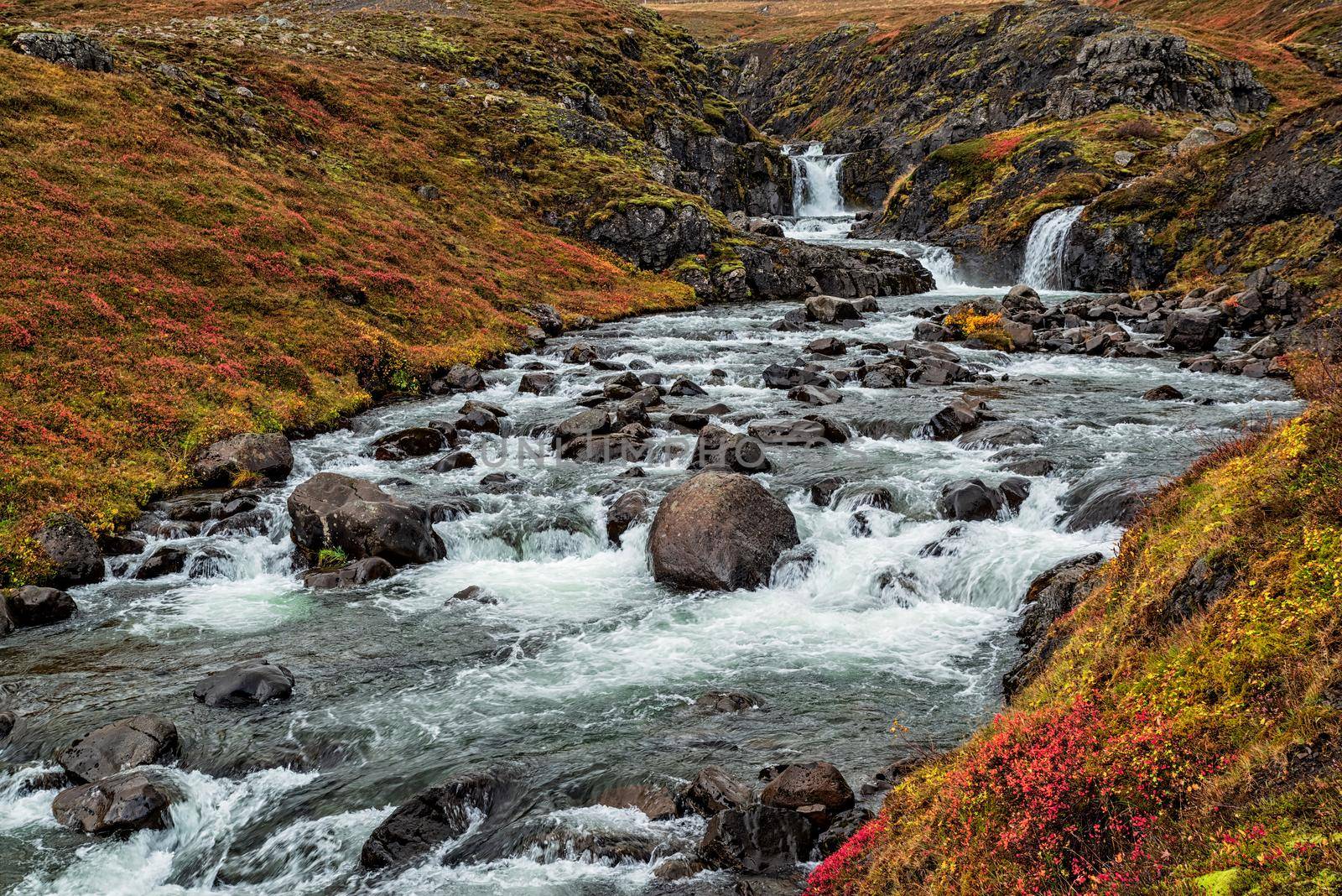 Small waterfalls on the road to Mjoifjordur, Iceland by LuigiMorbidelli