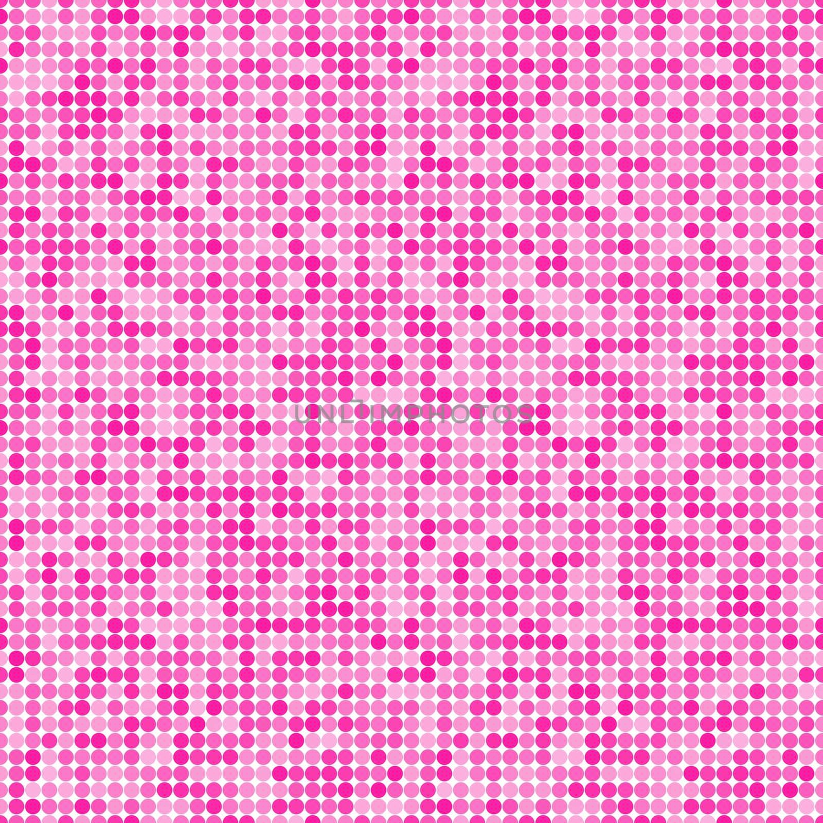 Abstract fashion polka dots background. White seamless pattern with pink gradient circles. Template design for invitation, poster, card, flyer, banner, textile, fabric.