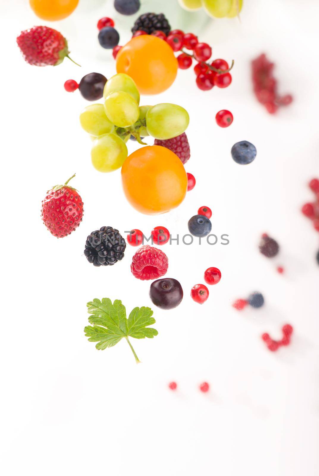 berry mix isolated on a white background.