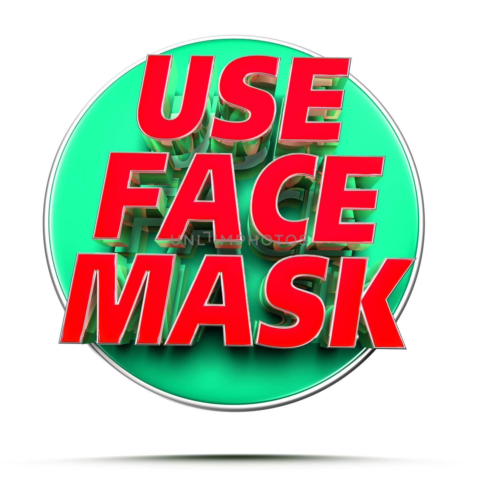 Text label use face mask 3D illustration on white background with clipping path. by thitimontoyai