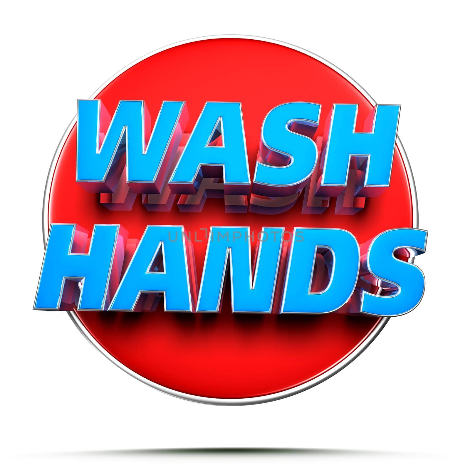 Text label Wash hands 3D illustration on white background with clipping path. by thitimontoyai