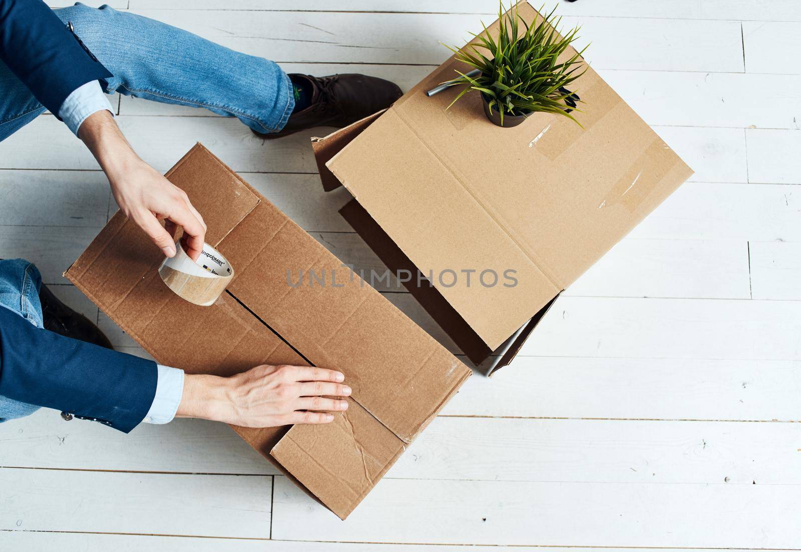 Boxes with things packing lifestyle office official work. High quality photo