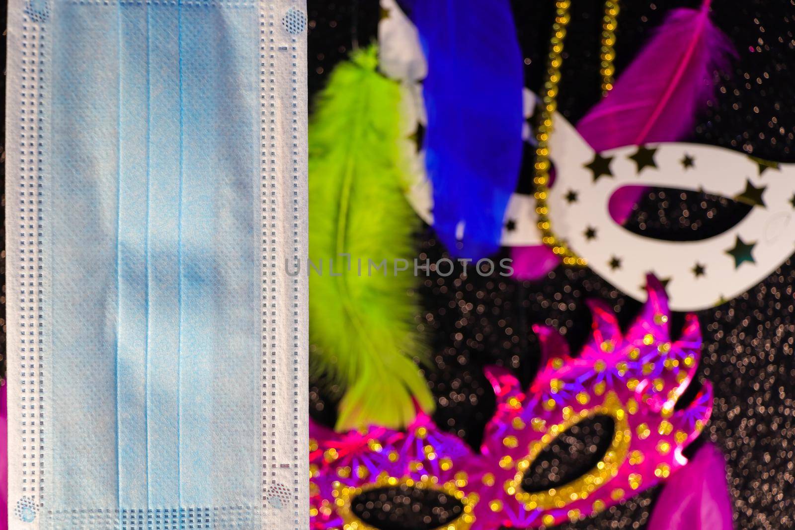 Medical Facemask With Defocused Carnival Attire by jjvanginkel