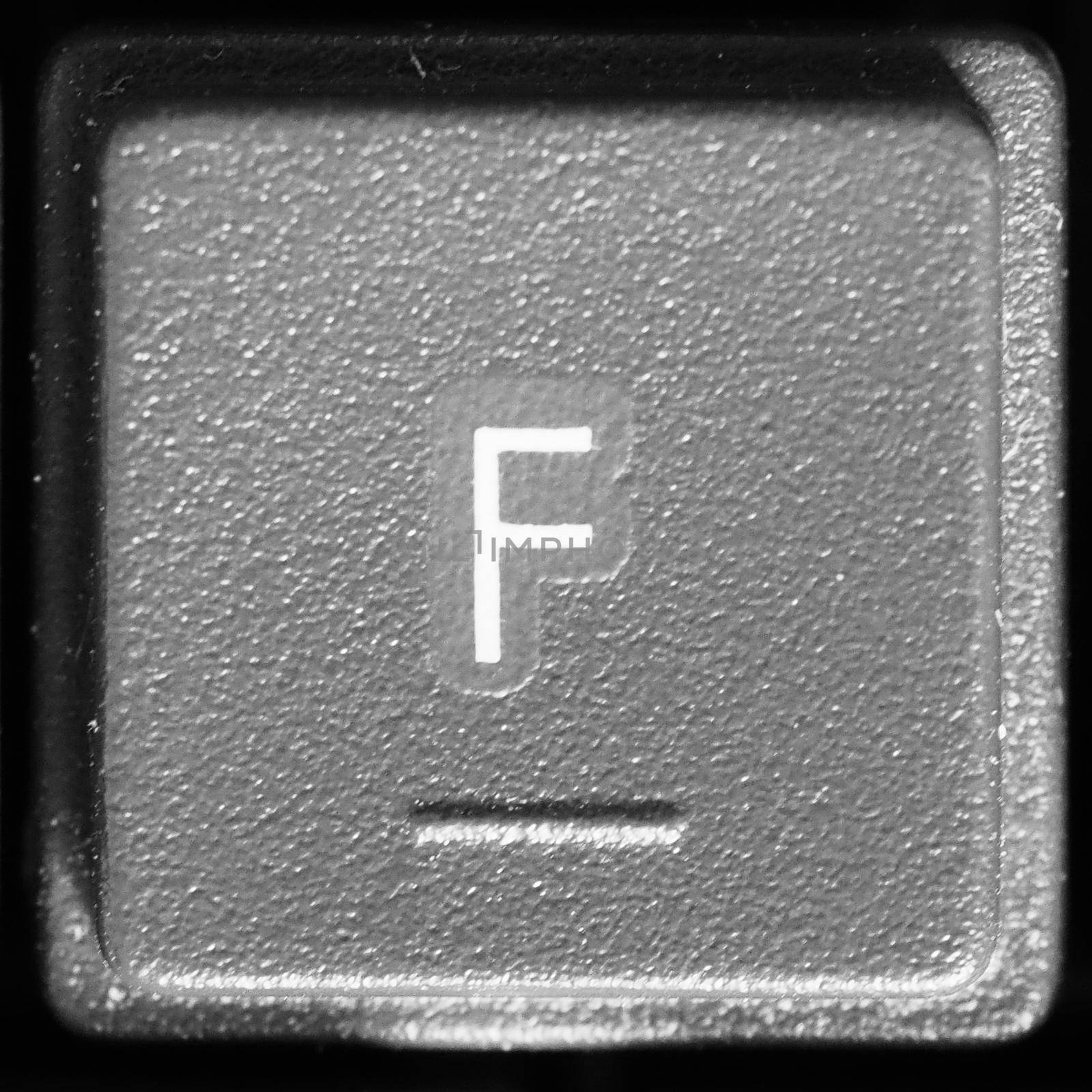 Letter F key on computer keyboard keypad