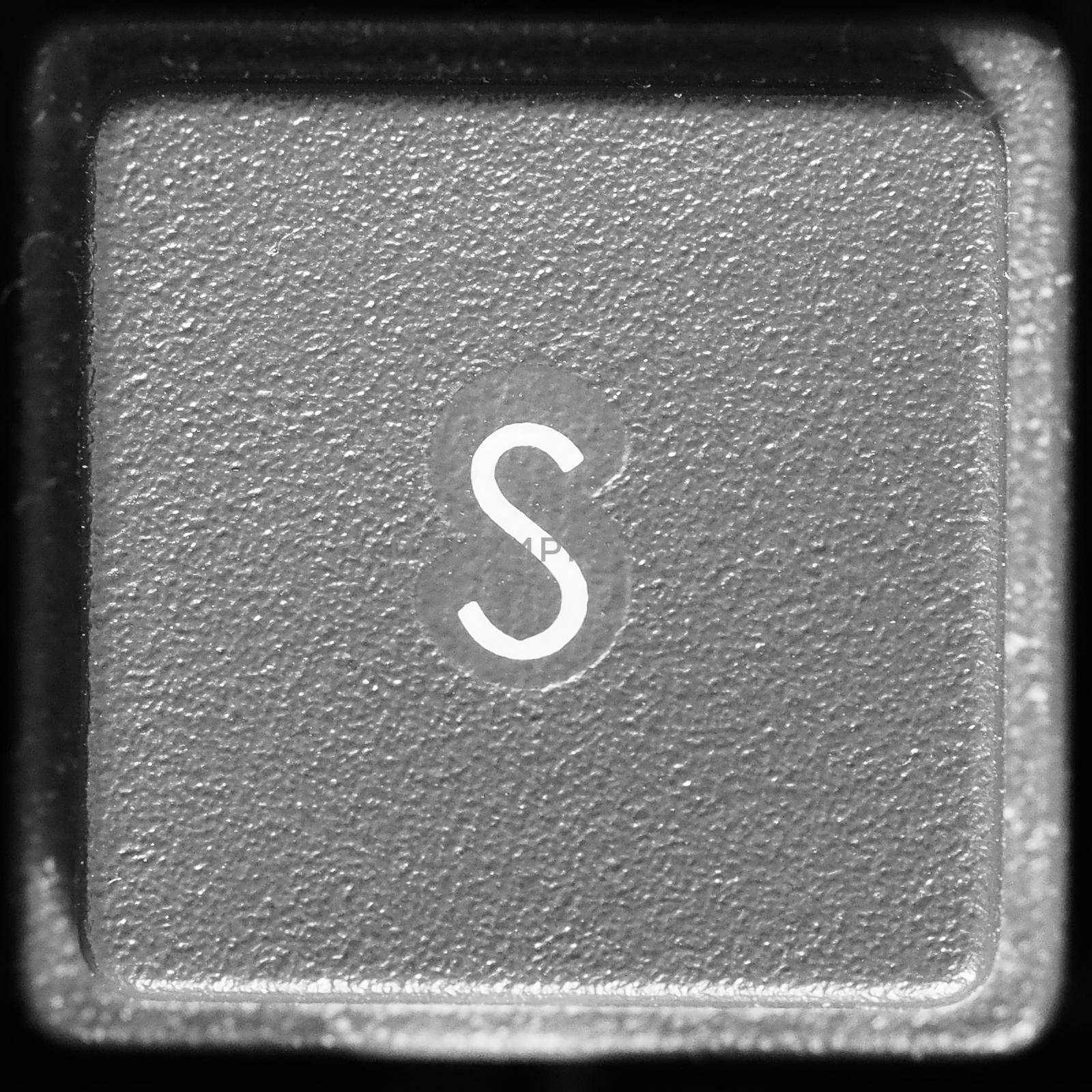 Letter S key on computer keyboard keypad