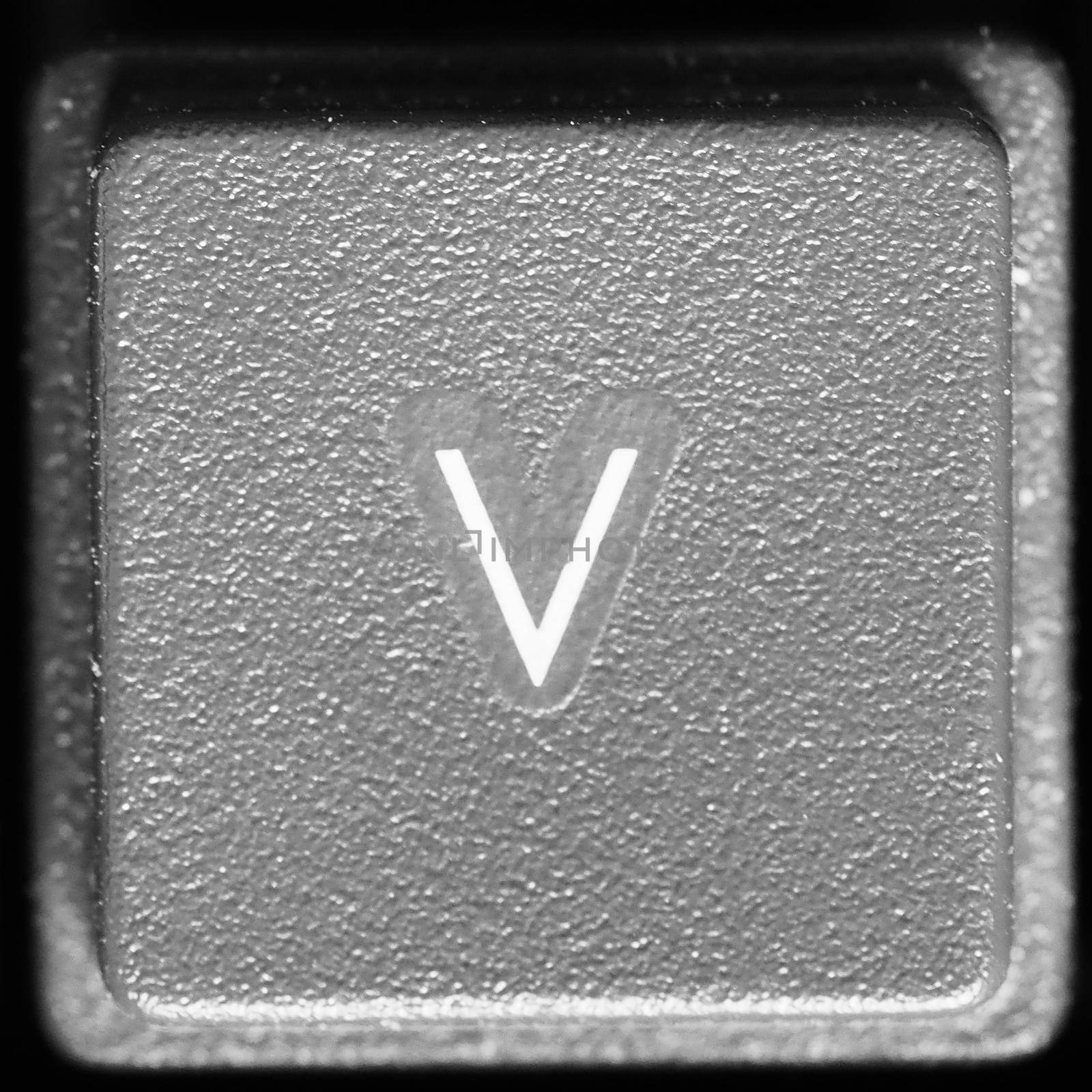 Letter V key on computer keyboard keypad