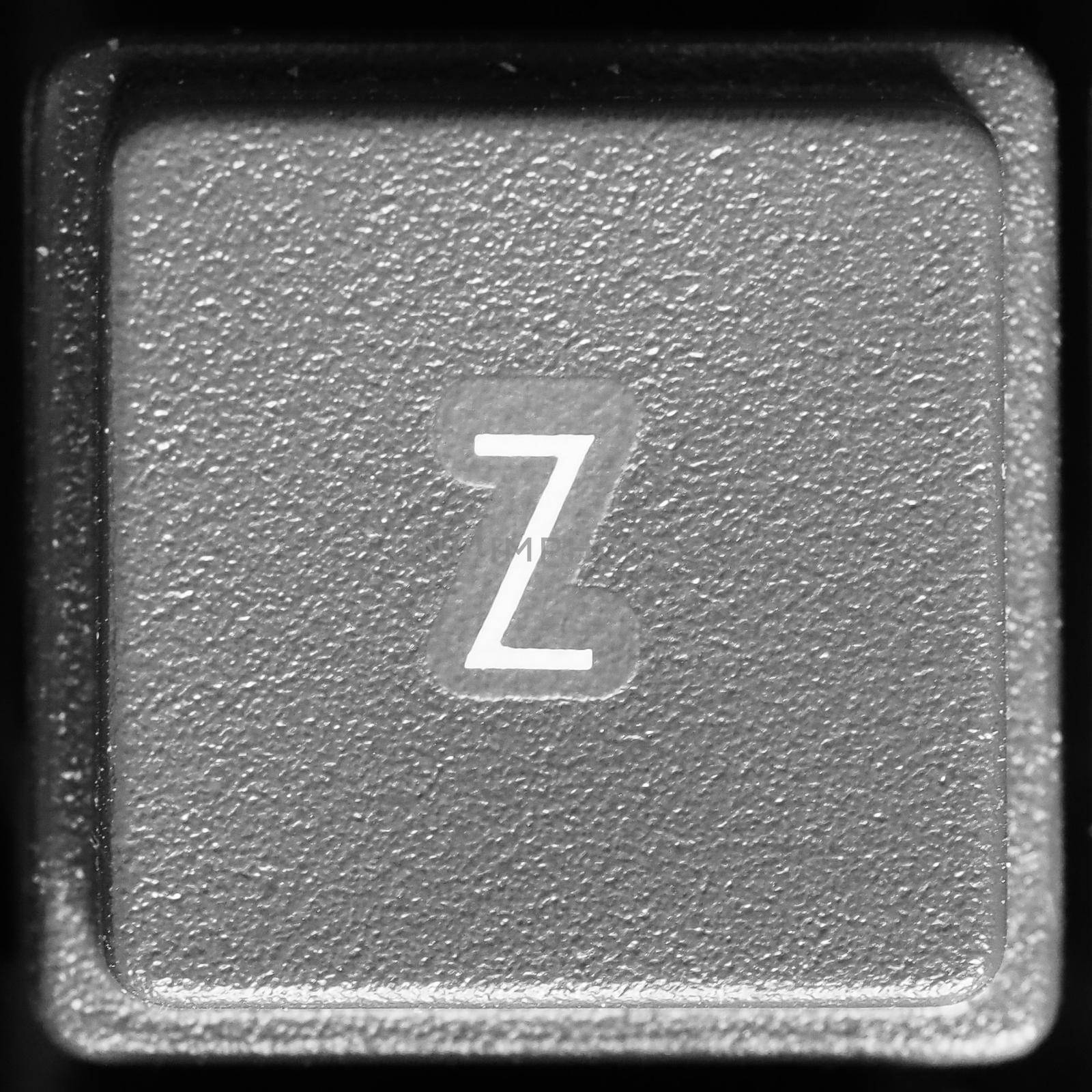Letter Z key on computer keyboard keypad