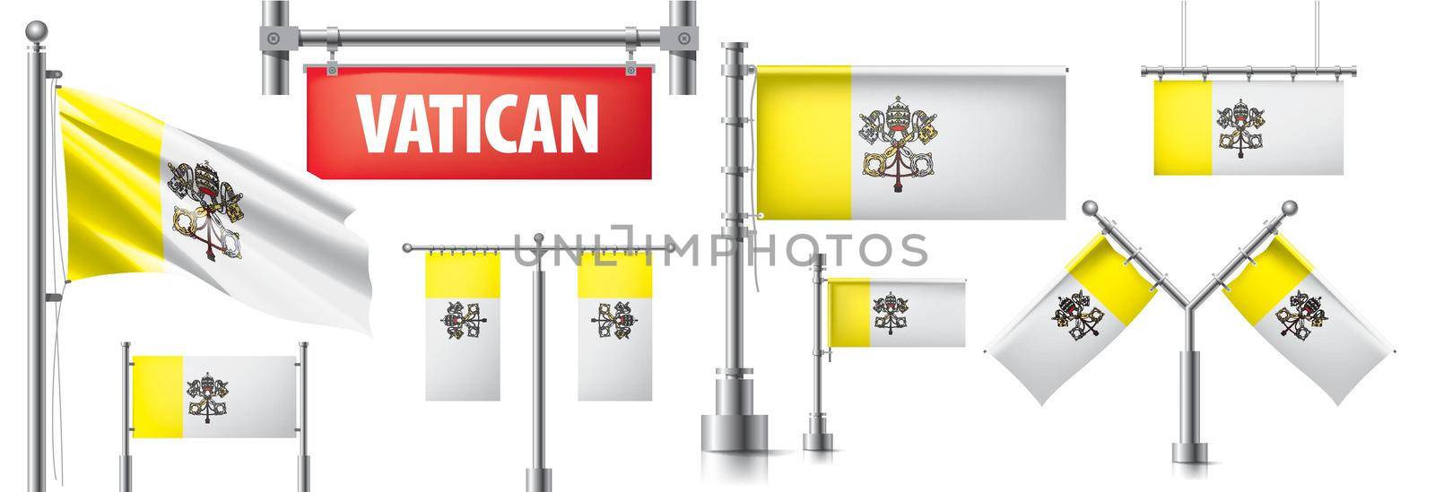 Vector set of banners with the national flag of the Vatican.