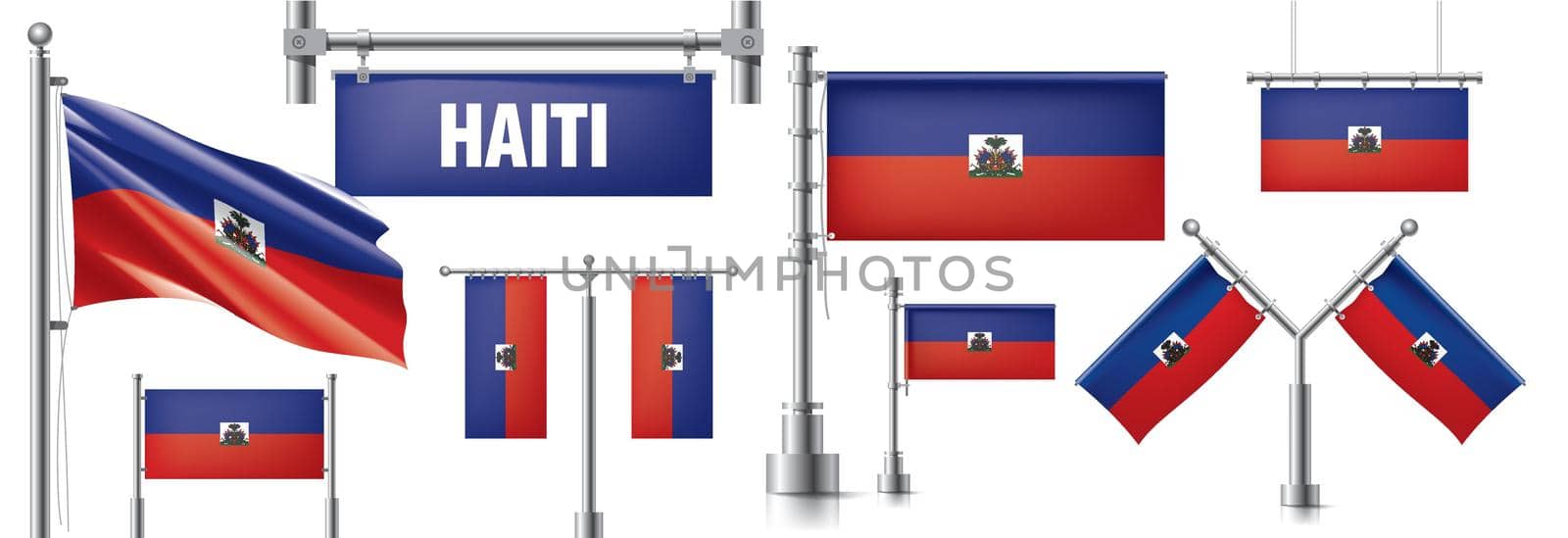 Vector set of the national flag of Haiti in various creative designs by butenkow