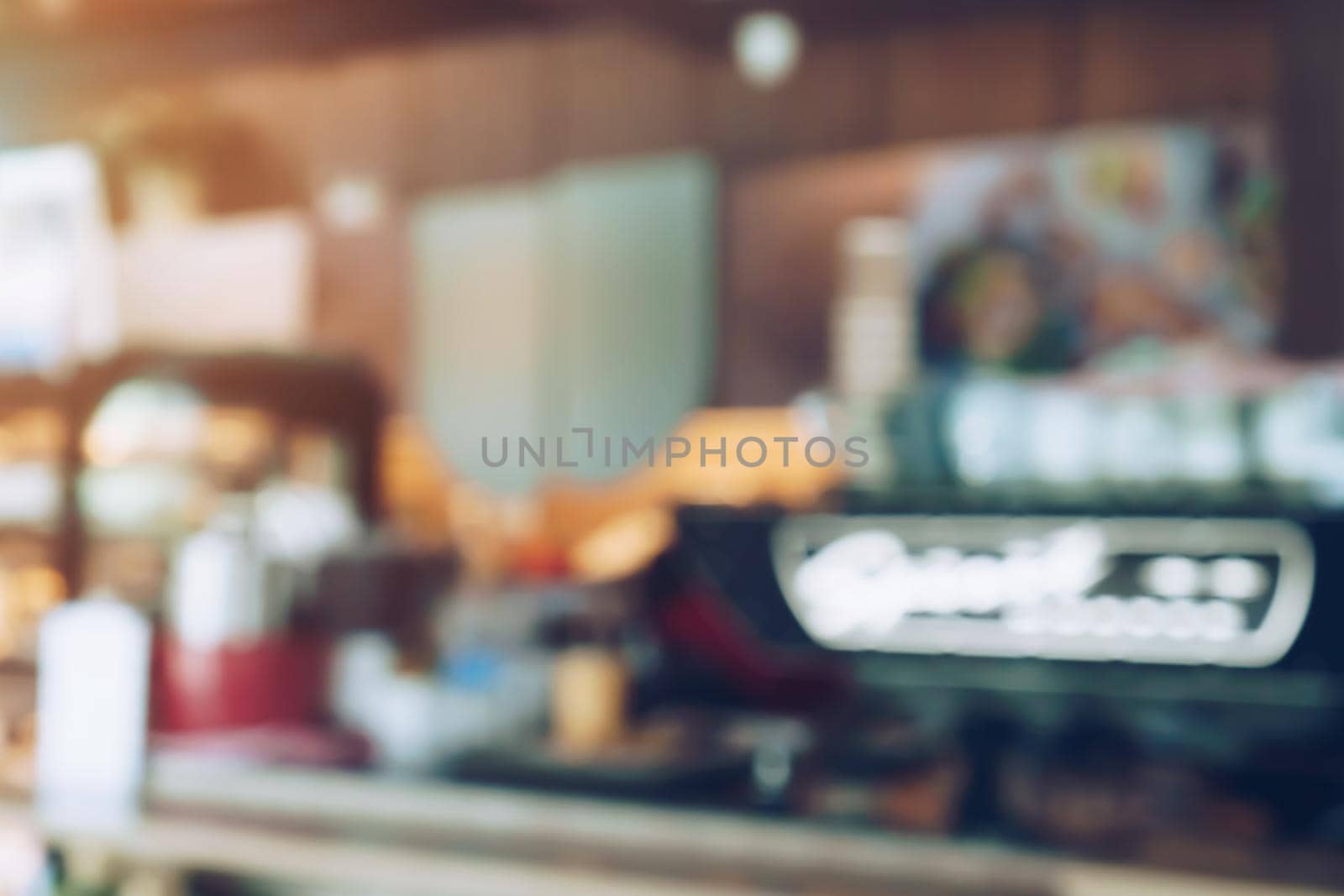 Blur coffee and restutant cafe with customers background. by Suwant