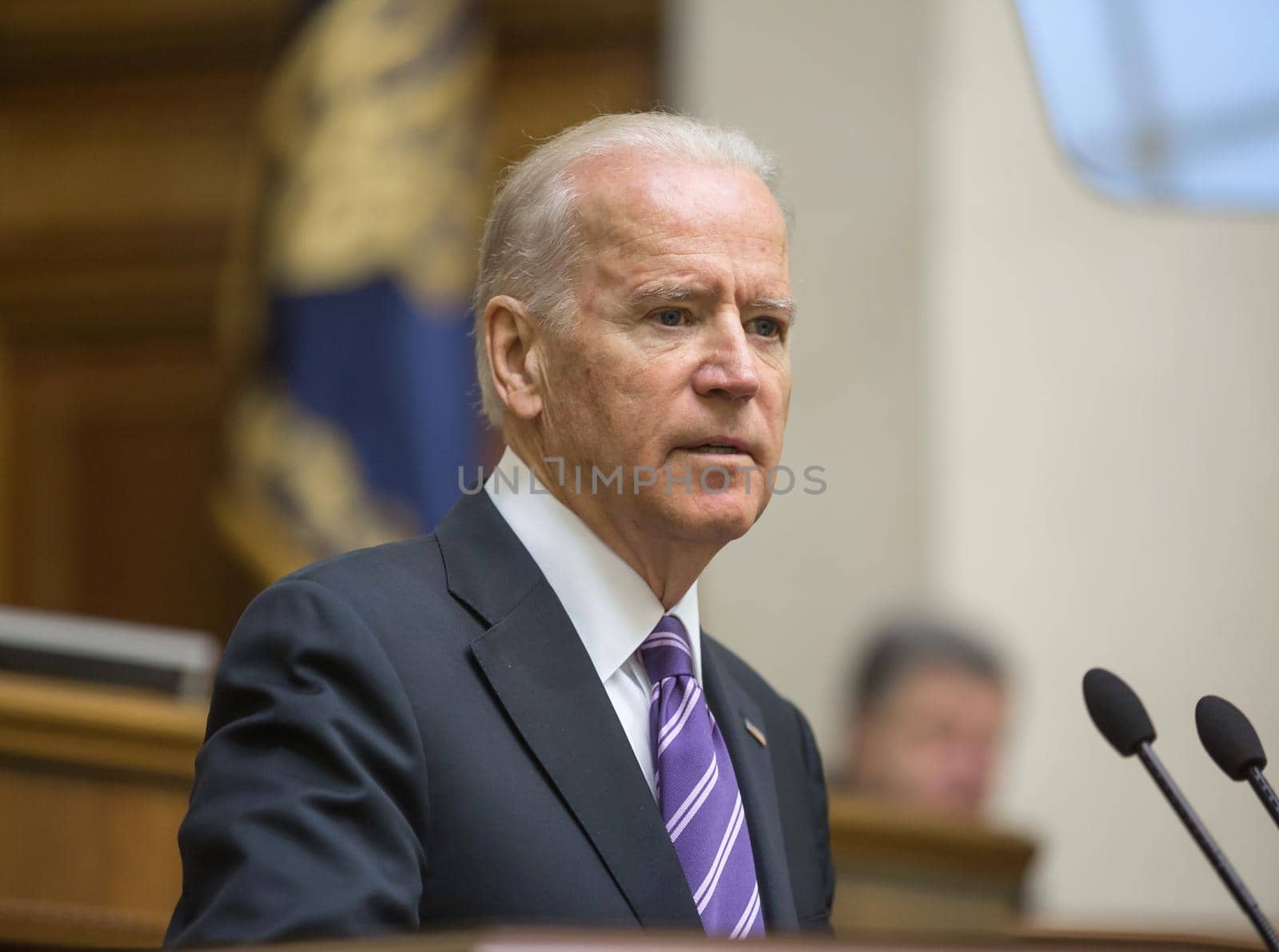 KIEV, UKRAINE - Dec 08, 2015: Vice president of USA Joseph Biden during his speech in the Verkhovna Rada of Ukraine, Kiev