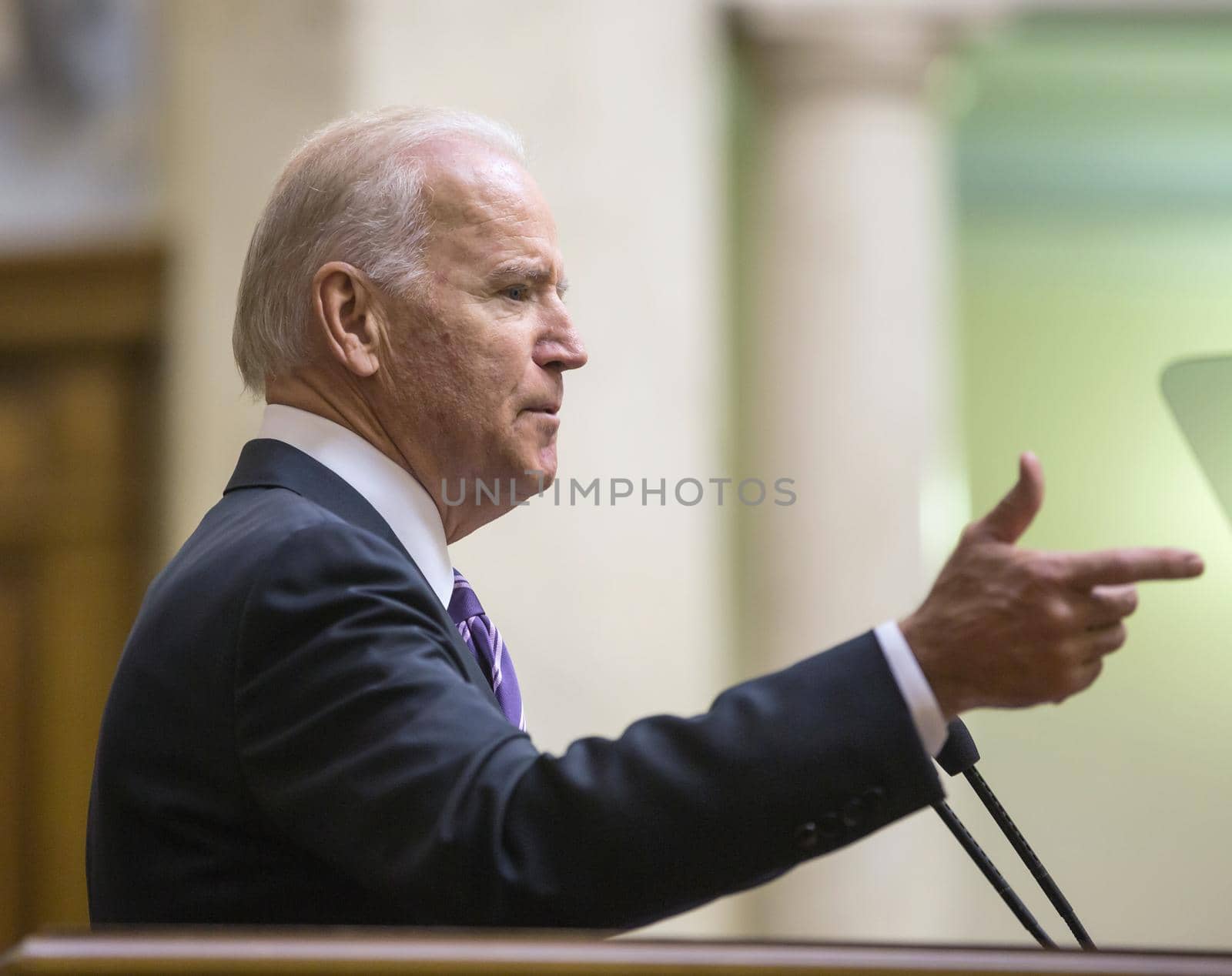KIEV, UKRAINE - Dec 08, 2015: Vice president of USA Joseph Biden during his speech in the Verkhovna Rada of Ukraine, Kiev