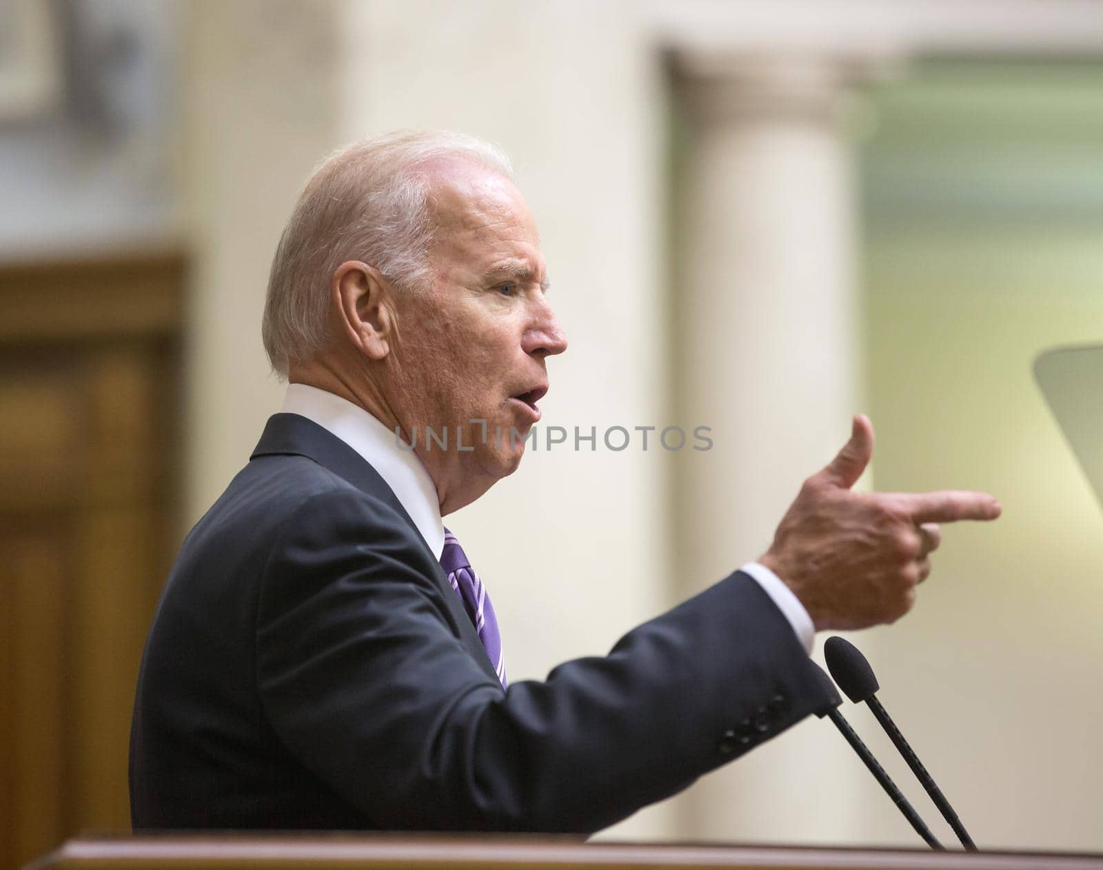 KIEV, UKRAINE - Dec 08, 2015: Vice president of USA Joseph Biden during his speech in the Verkhovna Rada of Ukraine, Kiev