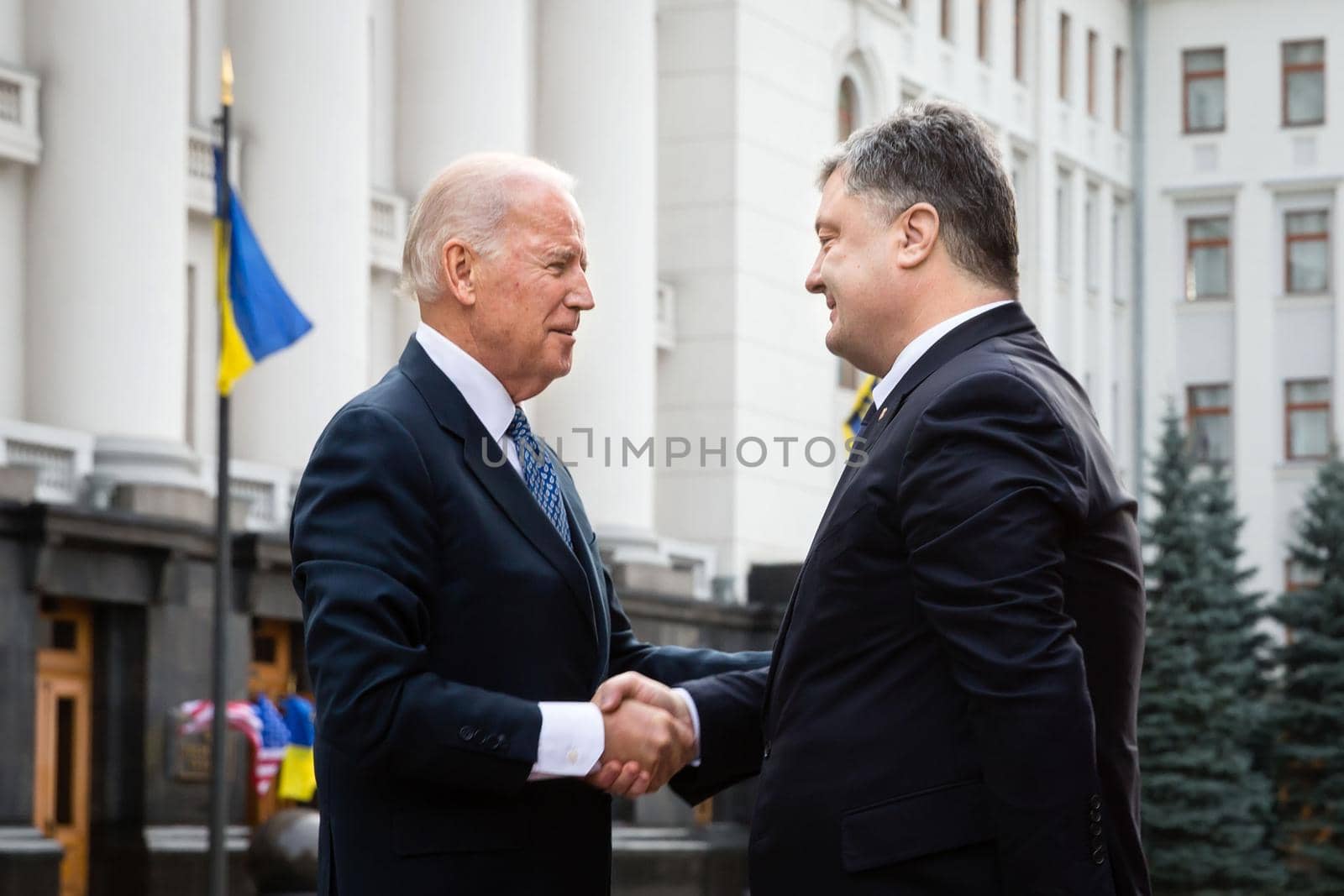 KIEV, UKRAINE - Dec 07, 2015: vice president of USA Joe Biden and President of Ukraine Petro Poroshenko during their meeting in Kiev