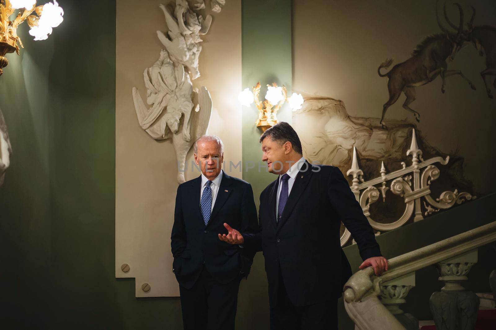 KIEV, UKRAINE - Dec 07, 2015: vice president of USA Joe Biden and President of Ukraine Petro Poroshenko during their meeting in Kiev