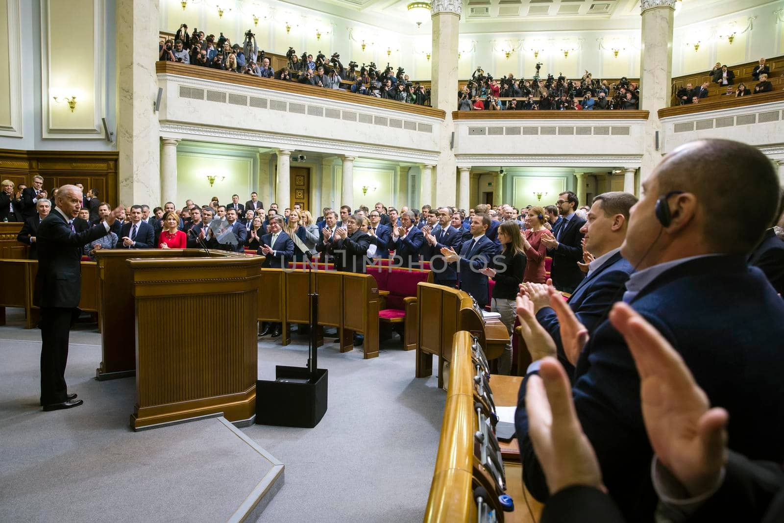 KIEV, UKRAINE - Dec 08, 2015: Vice president of USA Joseph Biden during his speech in the Verkhovna Rada of Ukraine, Kiev