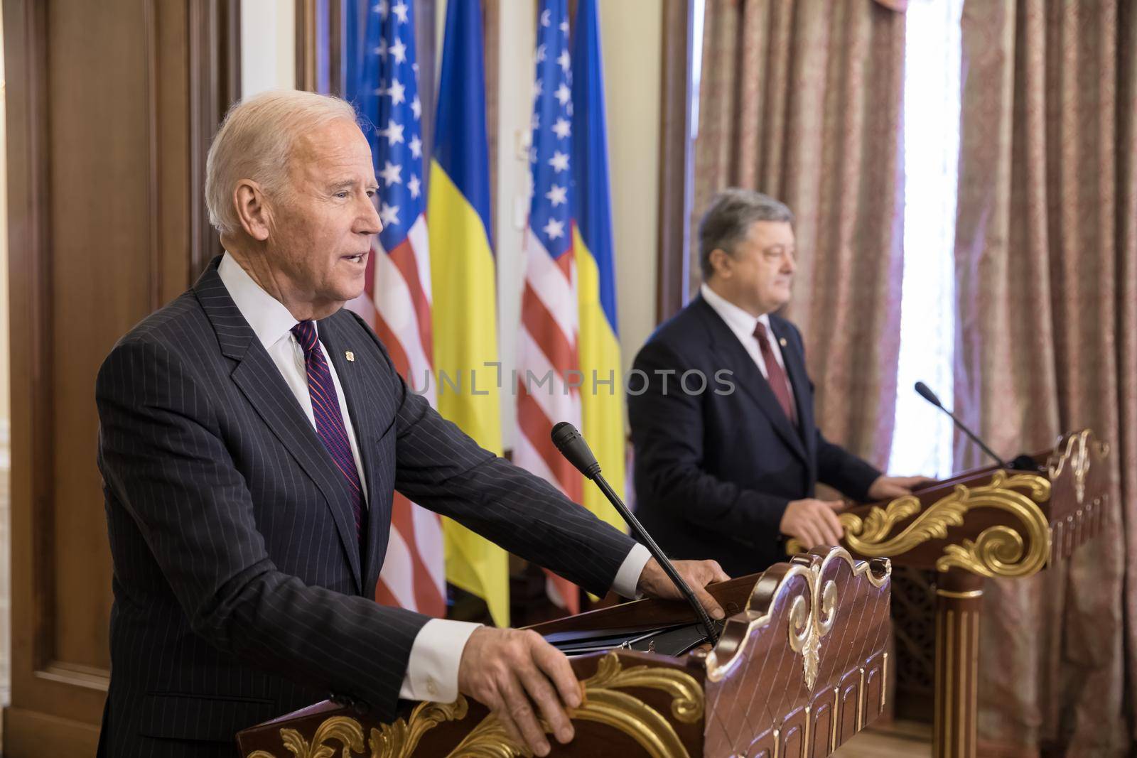 KIEV, UKRAINE - Jan 16, 2017: Vice president of USA Joe Biden during his visit to Kiev and  meeting with President of Ukraine Petro Poroshenko