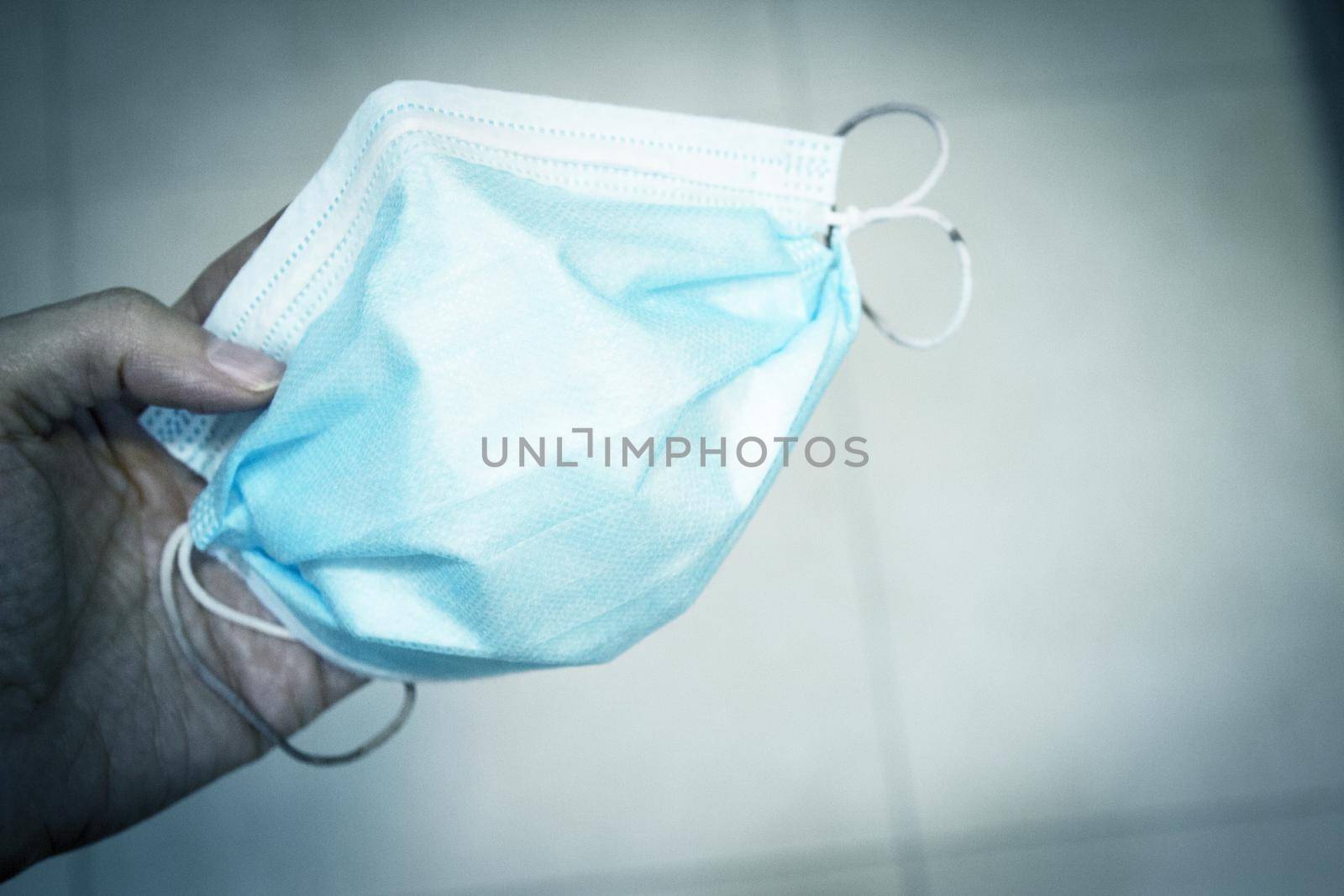 Surgical mask for protection from the covid19 virus. No people