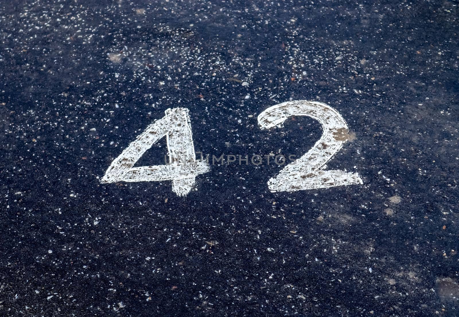 Numbers painted on concrete and asphalt surfaces by MP_foto71