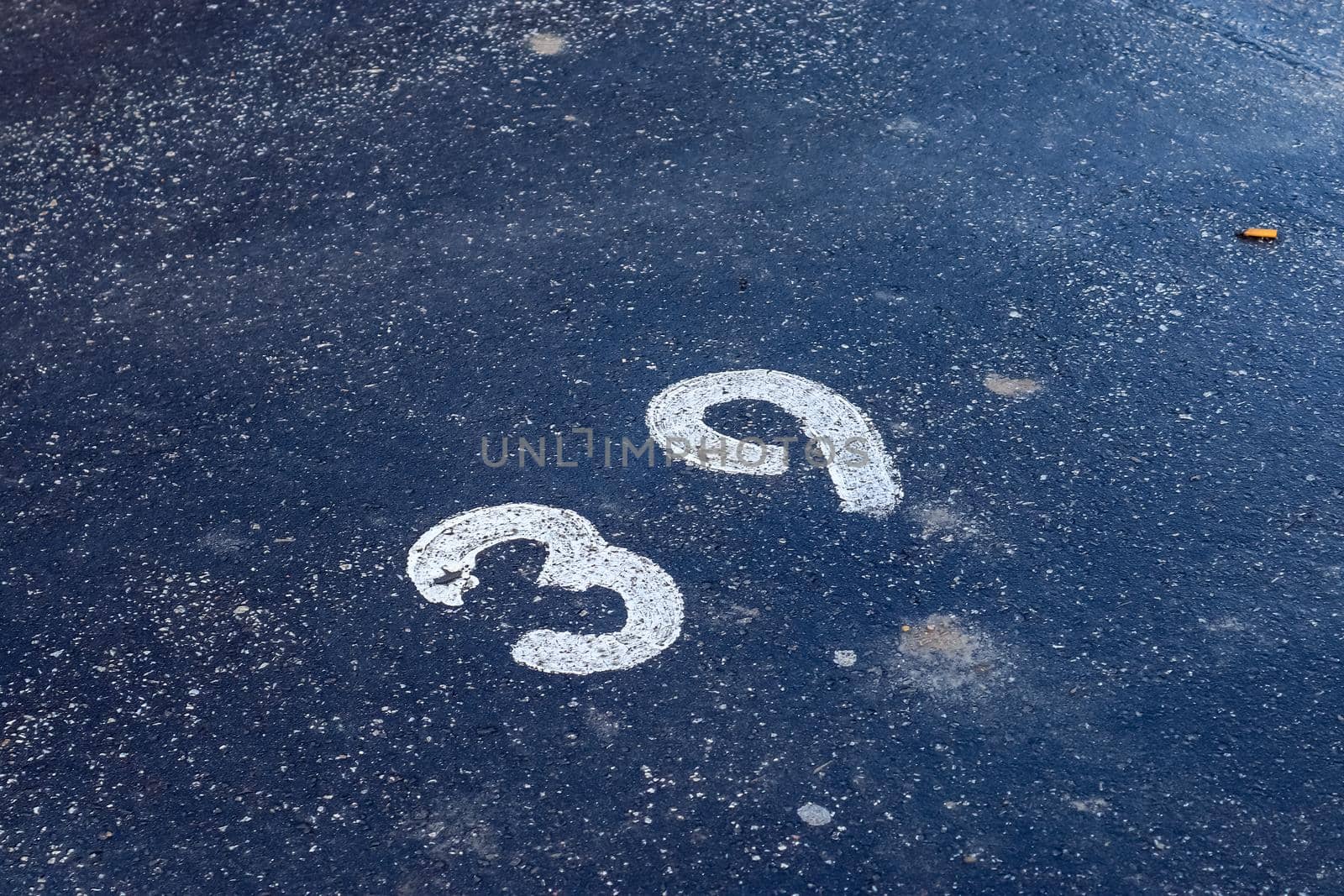 Numbers painted on concrete and asphalt surfaces by MP_foto71