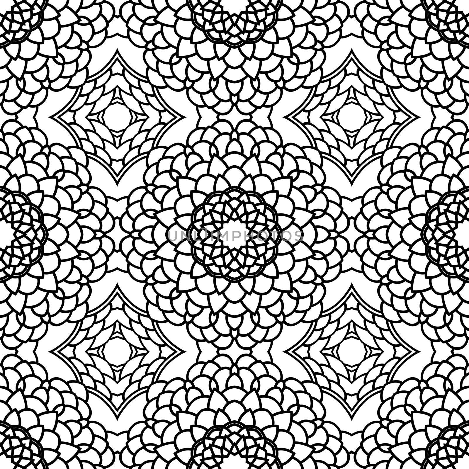 Mandala. Round Ornament Pattern. Vintage black and white decorative elements. Hand drawn background. Islam, Arabic, Indian, ottoman motifs. Isolated on white background.